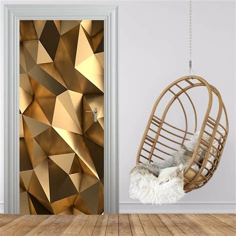 Modern 3d Golden Geometric Mural Wallpaper Living Room Bathroom Self