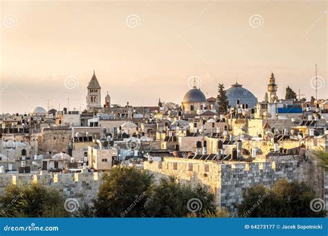 Skyline Of The Old City At Christian Quarter Of Jerusalem Israel Stock