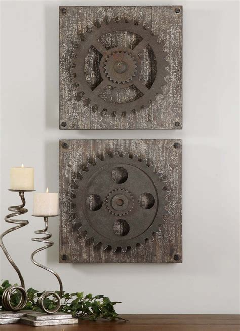 It is ideal wall art for offices. Urban Industrial Loft Steampunk Decor Rusty Gears Cogs 3D ...