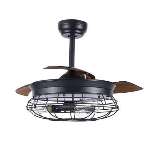 Led indooroutdoor brushed nickel ceiling fan with light and remote control are exclusive to the home depot. 36 in. LED Black Retractable Ceiling Fan with Light and ...