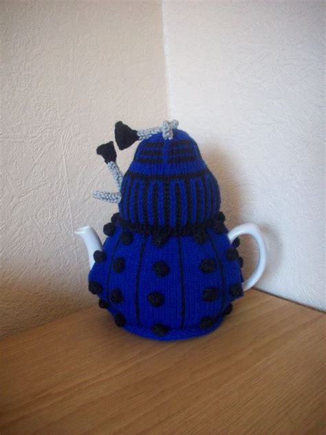 Knitted Tea Cosy Cozy Cosie Royal Blue Dalek Dr Who Shabby Etsy Tea