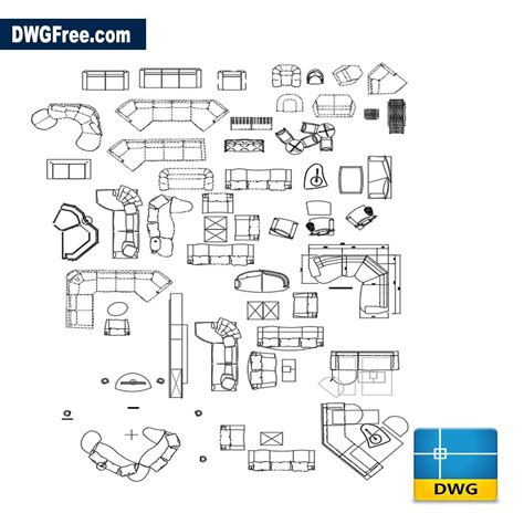 Autocad Drawing Room Furniture Blocks Dwg Models Floor Plan Symbols