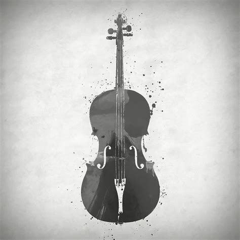 Black And White Cello Painting By Dan Sproul