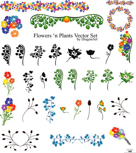 Vectors Flowers Set Free Vector In Encapsulated Postscript Eps Eps Vector Illustration
