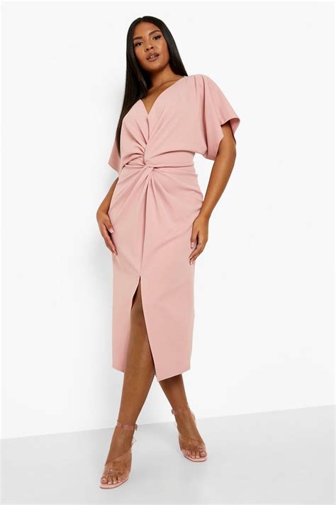 Plus Twist Front Split Midi Dress Boohoo