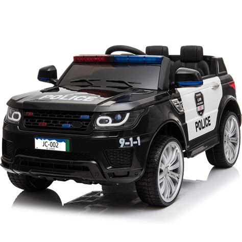 Mototec Kids Police Car Ride On 12v Black 24ghz Remote Control