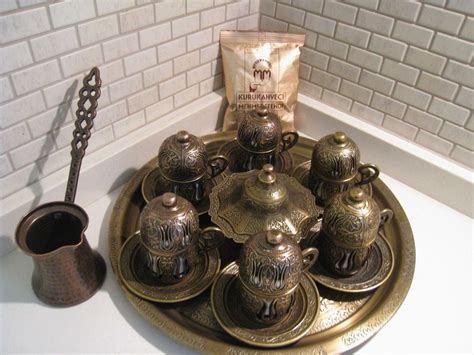 Vintage Handmade Copper Turkish Coffee Espresso Serving Set OTTOMAN