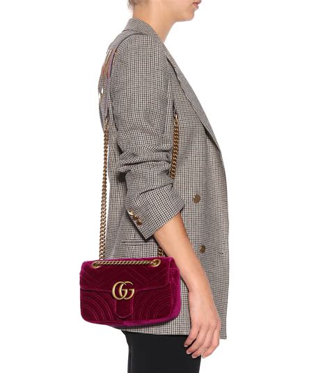 Gucci Gg Marmont Mini Velvet Shoulder Bag In Purple Lyst