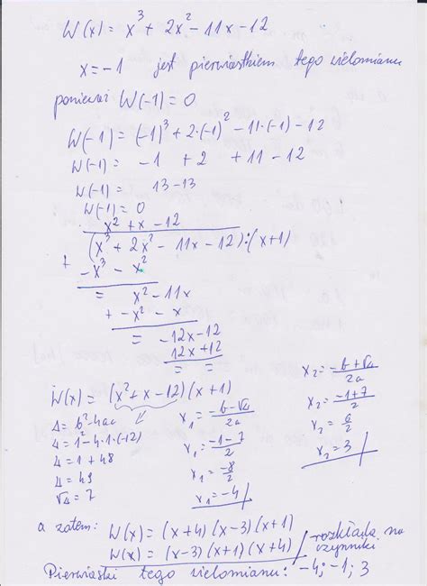 2x 2 11x 12 0 - Rozłóż wielomian na czynniki i podaj jego pierwiastki: w(x)=x^3+2x^2