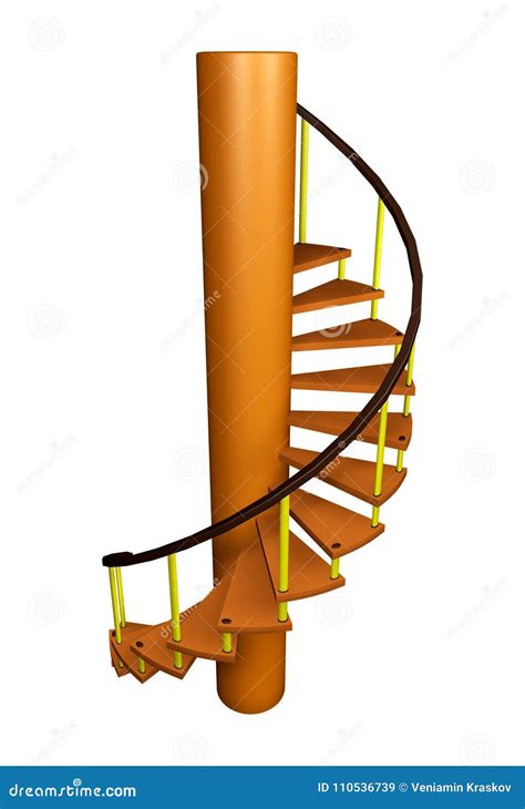 Spiral Staircase Isolated Stock Illustration Illustration Of Wooden