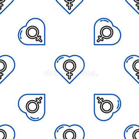 Line Female Gender In Heart Icon Isolated Seamless Pattern On White Background Venus Symbol
