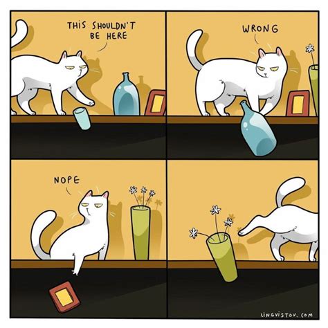 25 Comical Cat Behaviors Illustrated By Lingvistov