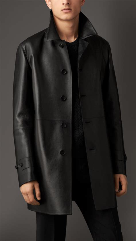 Burberry Cashmere Lined Leather Car Coat In Black For Men Lyst