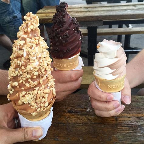 After having an unfortunate flat tire, carvelas' ice cream began to melt—but being a savvy businessman he sold the softened ice cream as a new kind of treat. top 10 soft serve ice cream in Toronto - GEORGE DUNLAP
