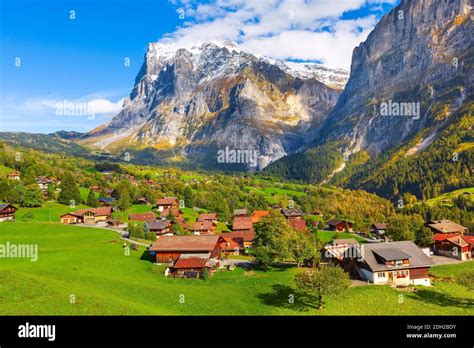 Grindelwald Switzerland Village And Mountains View Stock Photo Alamy