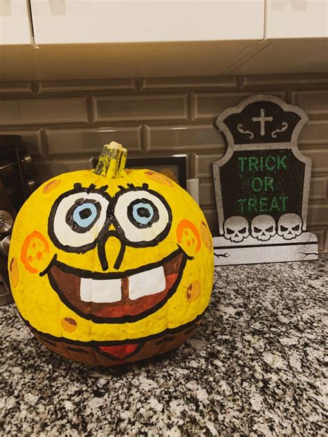 Spongebob Squarepants Pumpkin Painting 🎃🤍 In 2022 Halloween Crafts