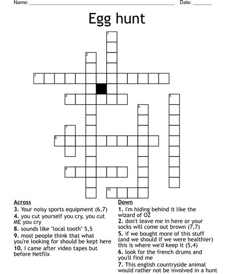 Egg Hunt Crossword Wordmint