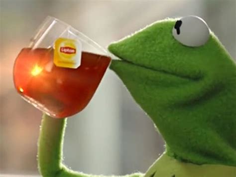 Download Kermit The Frog Drinking Tea Meme Png And  Base