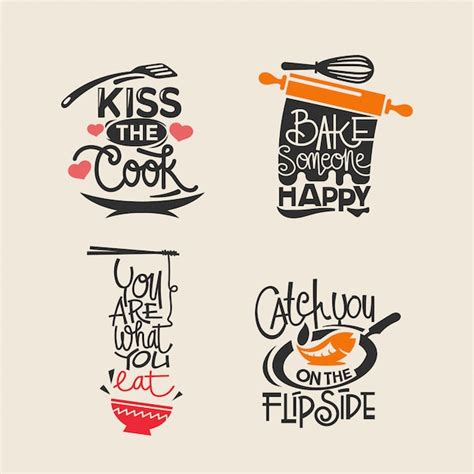Premium Vector Set Of Cooking And Kitchen Quotes Label Typography Paper Cut And Lettering