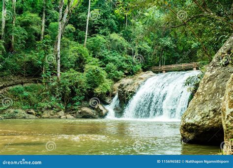 Beautiful Mae Sa Waterfall At Chiang Mai Thailand Stock Photo Image