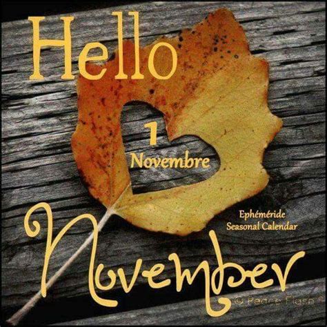 Éphéméride Seasonal Calendar Sweet November Hallo November Welcome