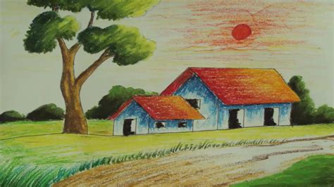 Landscape Color Drawing With Oil Pastels at GetDrawings | Free download