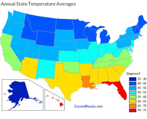 Average Annual Temperatures By Usa State Current Results