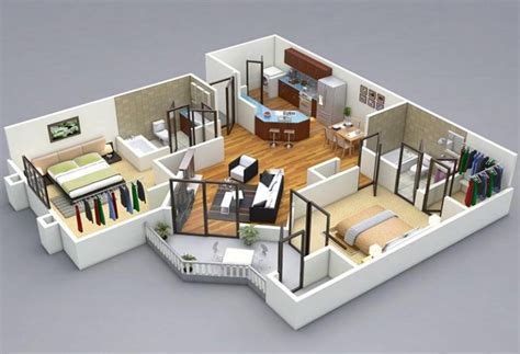 20 Splendid House Plans In 3d Pinoy House Plans Two Bedroom House