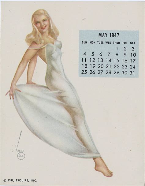 Lot Vintage Pin Up Varga Esquirre Calendar Page 1947