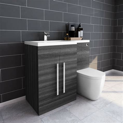 Bathroom 1100mm L Shape Combination Suite Toilet Vanity Unit And Basin
