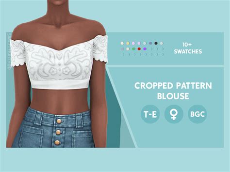 The Sims Resource Cropped Pattern Blouse