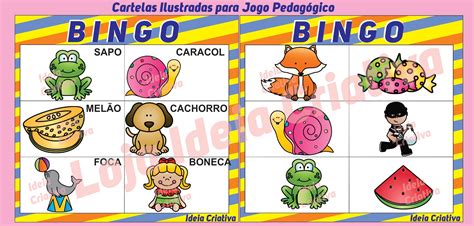Cartelas Ilustradas para Jogo Pedagógico Bingo de Sons Iniciais