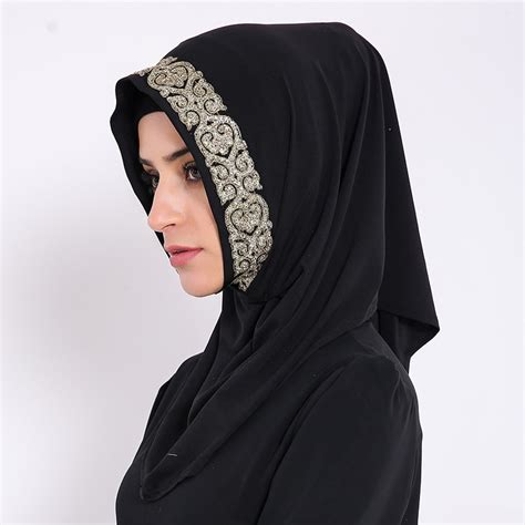 Rimmed Muslim Hijab Scarf Glitter Floral Modal Silk Shawls Muffler