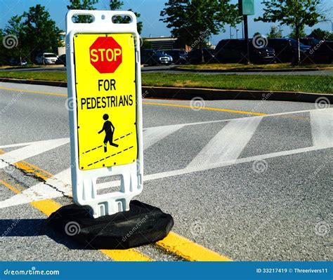 Stop For Pedestrians Road Crossing Sign Royalty Free Stock Images