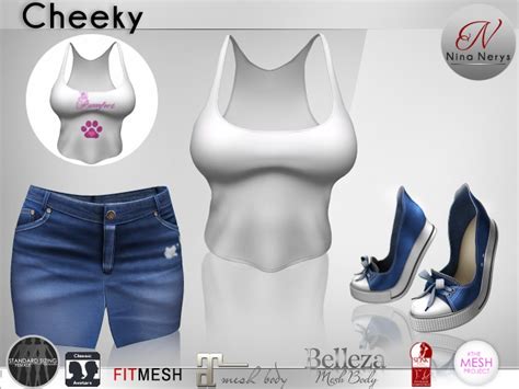 Second Life Marketplace Nina Nerys Cheeky Full Outfit White