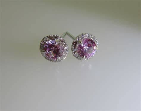 Pink Sapphire Diamond Stud Earrings