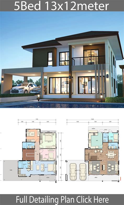 House Design Plan 14x14 5m With 6 Bedrooms Home Ideas 924