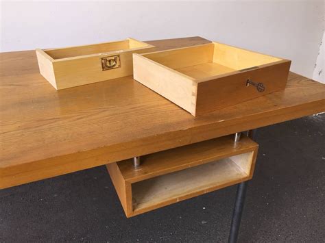 Architects Desk With Hidden Lockable Drawer Style Of Poul Kjaerholm