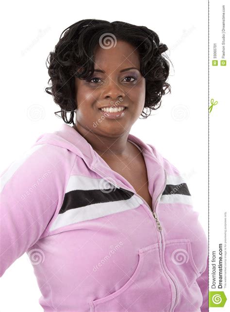 Cheerful Young African American Woman Portrait On White
