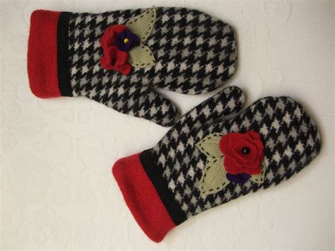 Handmade Upcycled Wool Mittens Old Sweater Crafts Recycled Wool