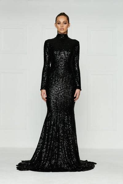 Long Sleeve Sequin Gown Black Sequin Gown Gowns Long Sleeve Sequin
