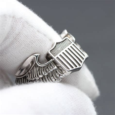 Wwii Us Army Air Force Pilot Eagle Wings Sterling Silver Jewelry Ring