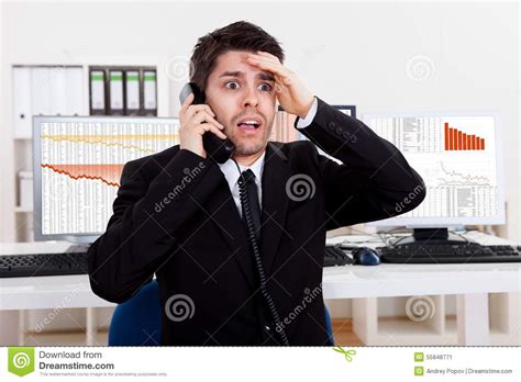 Worried Stock Broker On The Phone Stock Image Image Of Negative
