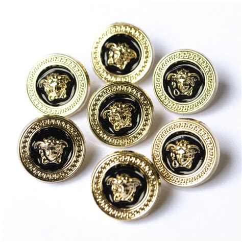 Set Of 7 Buttons Versace Vintage Unstamped Buttons Gold And Black 15