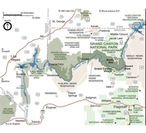 Grand Canyon National Park Map And Places To Stay