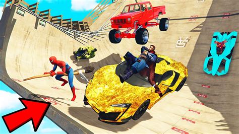 Avengers Army Vs Mega Ramp Jump Challenge In Gta 5 With Chop And Bob