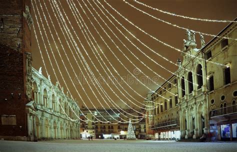 Vicenza In Italy By Night The Main Square Called Piazza Dei Signori