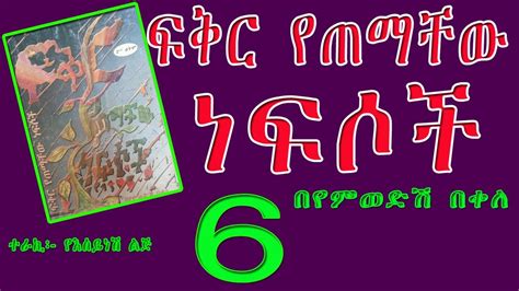 ፍቅር የጠማቸው ነፍሶች ክፍል 6አያድርስ የሚያስብል ታሪክethiopian Amharic Narration Fikir