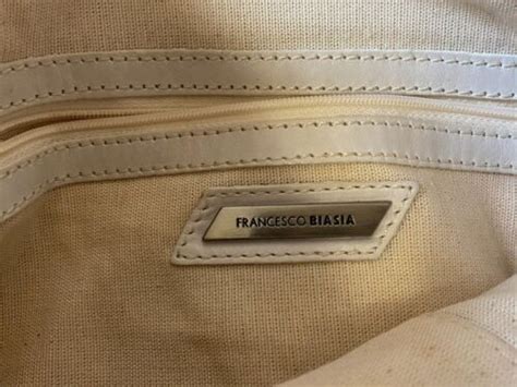 Francesco Biasa Unique White Leather Purse Artistic Design Handbag Bag Pockets EBay