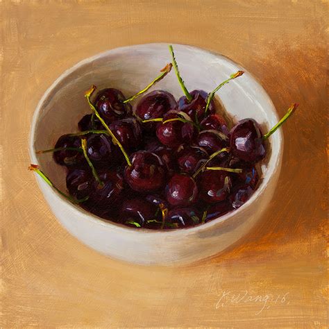 Wang Fine Art Cherries In A Bowl Still Life Painting Fruit Daily